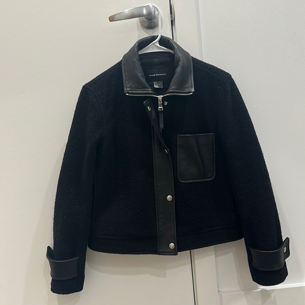 Club Monaco part short leather jacket